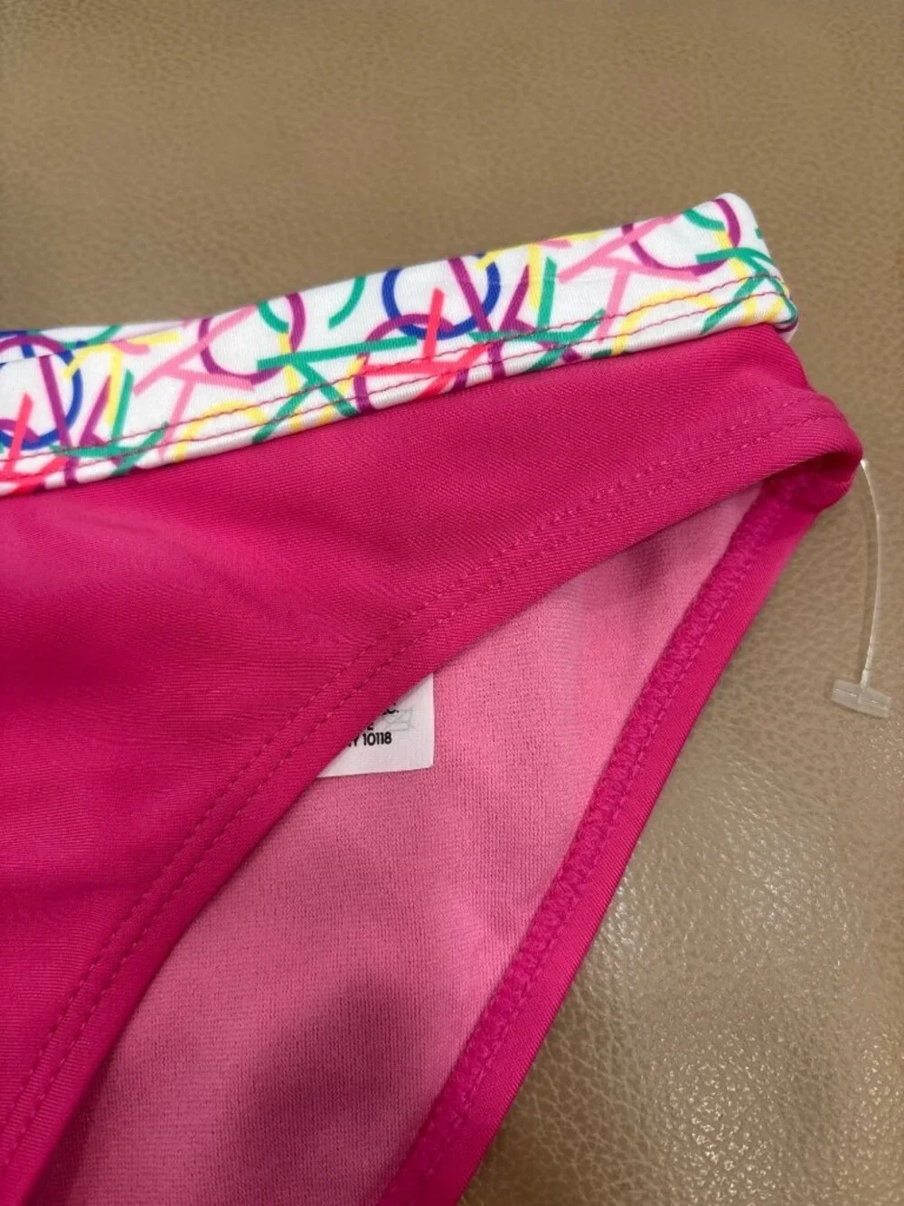 Calvin Klein Medium Kids Pink Bikini Bottom Multicolor Waistband Whimsical NWOT